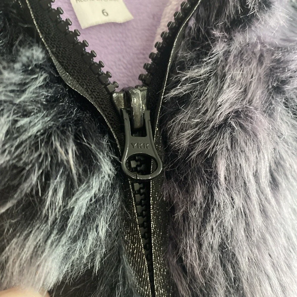 American Widgeon Purple Faux Fur girls winter Coat‎ Jacket size 6 Fuzzy